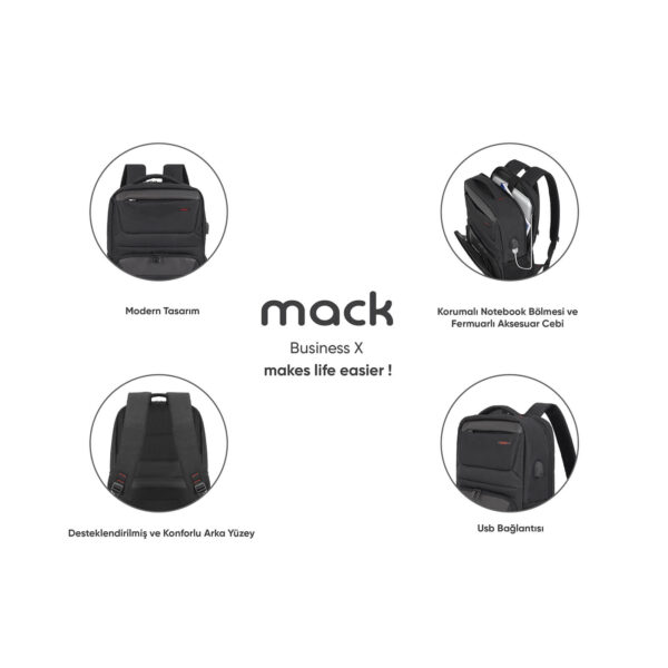 MACK MCC 805 15.6 Business X Notebook Sirt Cantasi Siyah 7 1